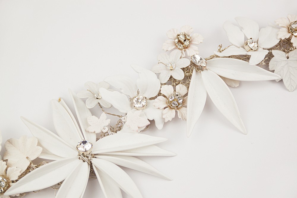 Close up of Primavera bridal hair accessory