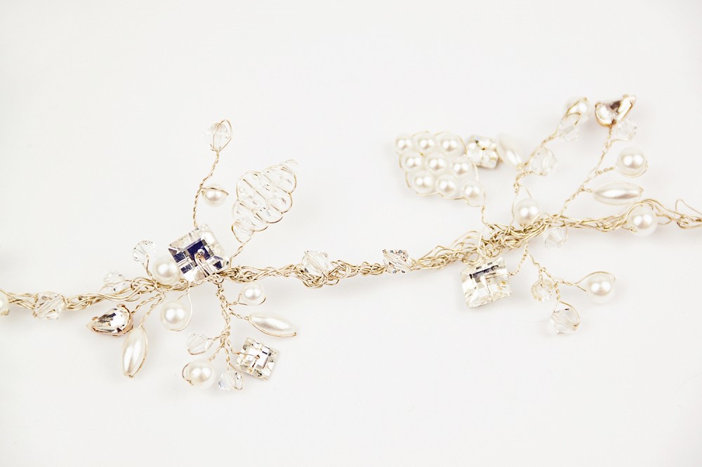 Close up of Charlotte bridal hairvine