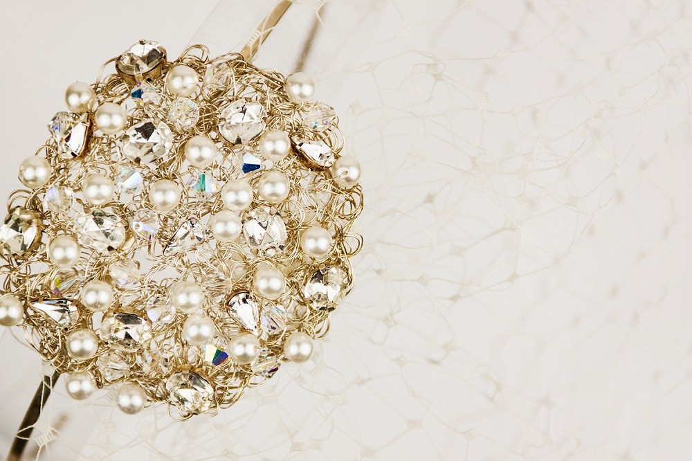 Close up of vintage bridal accessory