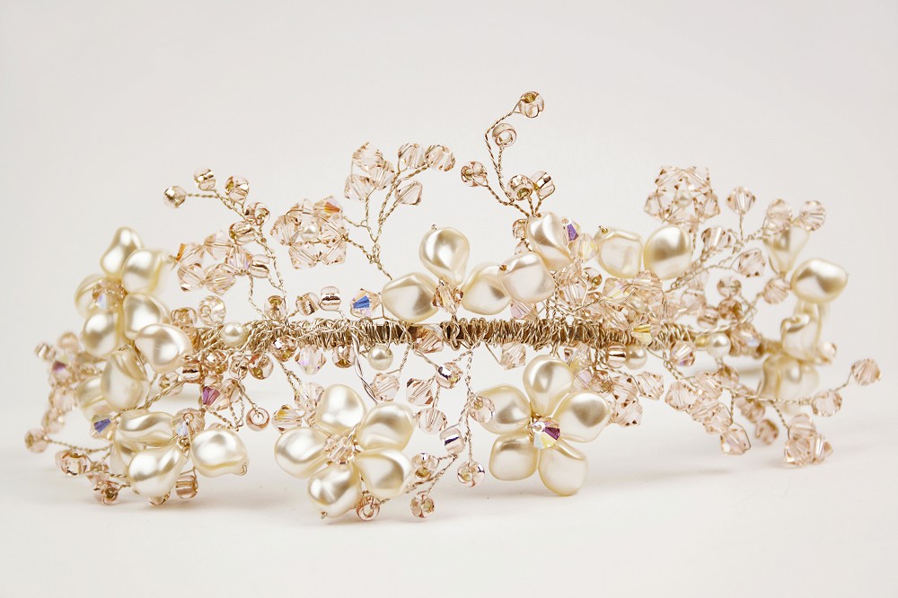 Image of peach and creaam wedding tiara
