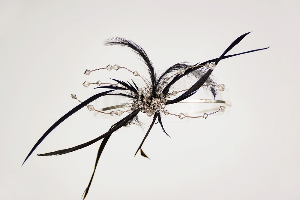 Mother of the bride headpiece in black
