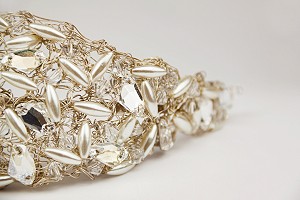 Close up of Sophia bridal headpiece