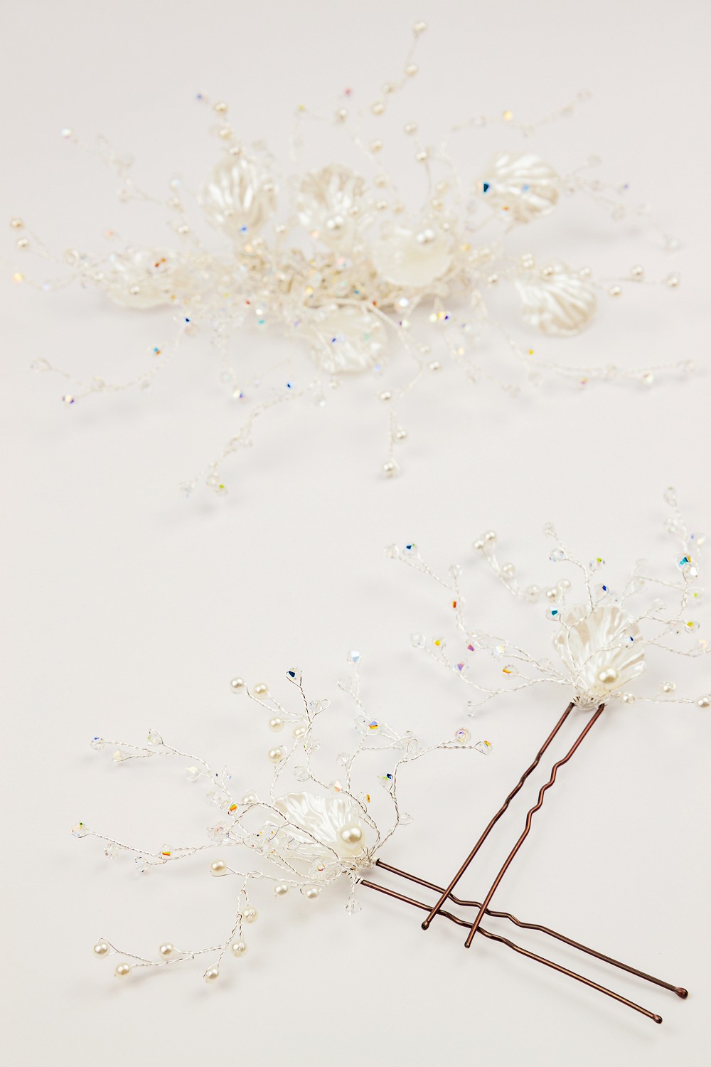 Little Mermaid tiara and bridal hairpins