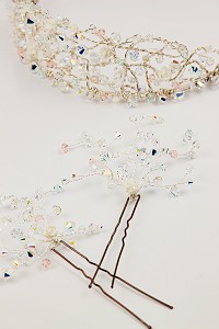 Aurora tiara and matching hairpins