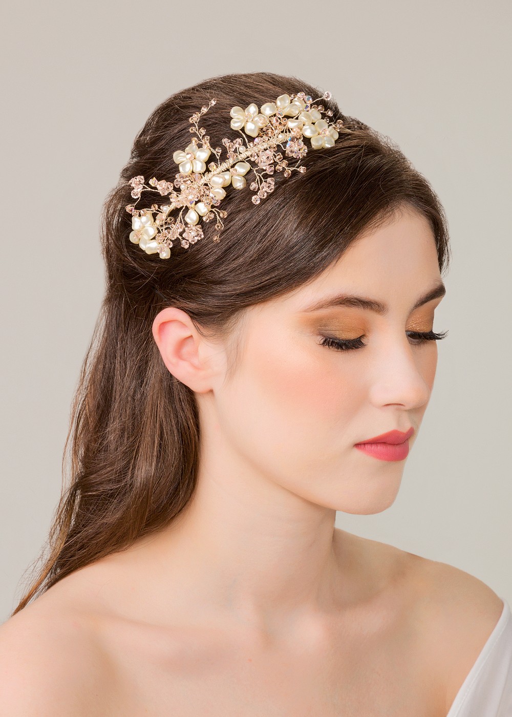 Peaches and Cream side tiara