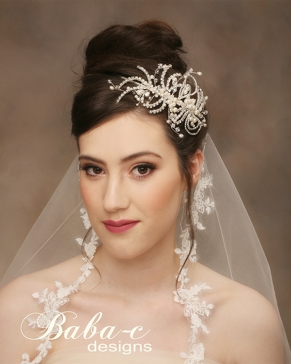Giselle headpiece with matching wedding veil