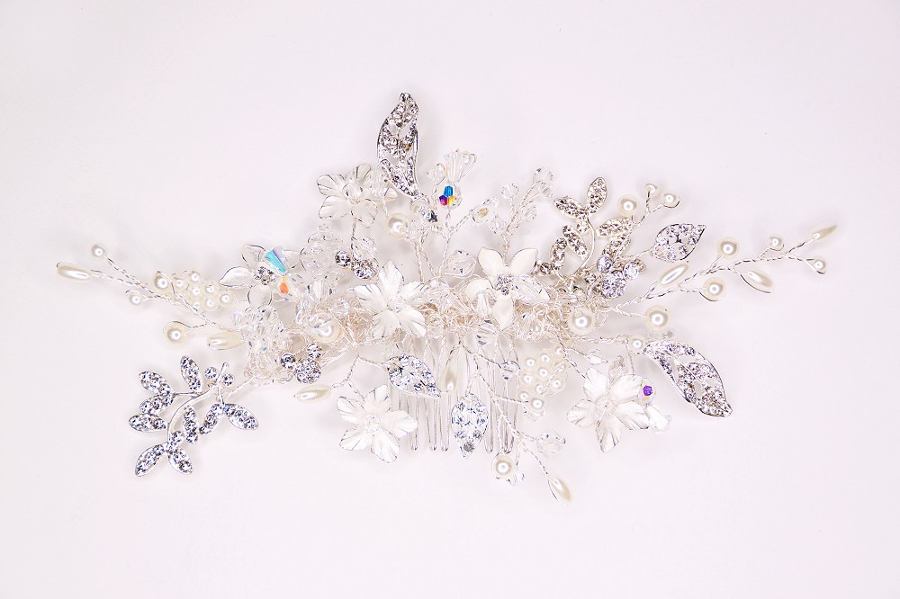 A glorious bouquet of enamel flowers and trailing beaded tendrils of crystal and pearls.